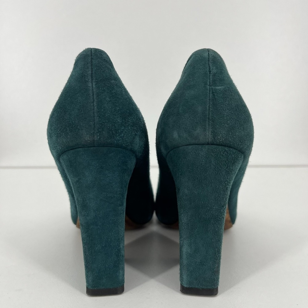 Vince Teal Green Suede Block Heel Pumps - Picture 4 of 9